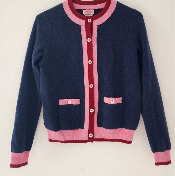 Kate Spade Colorblock Cashmere Cardigan - Picture 2 of 6